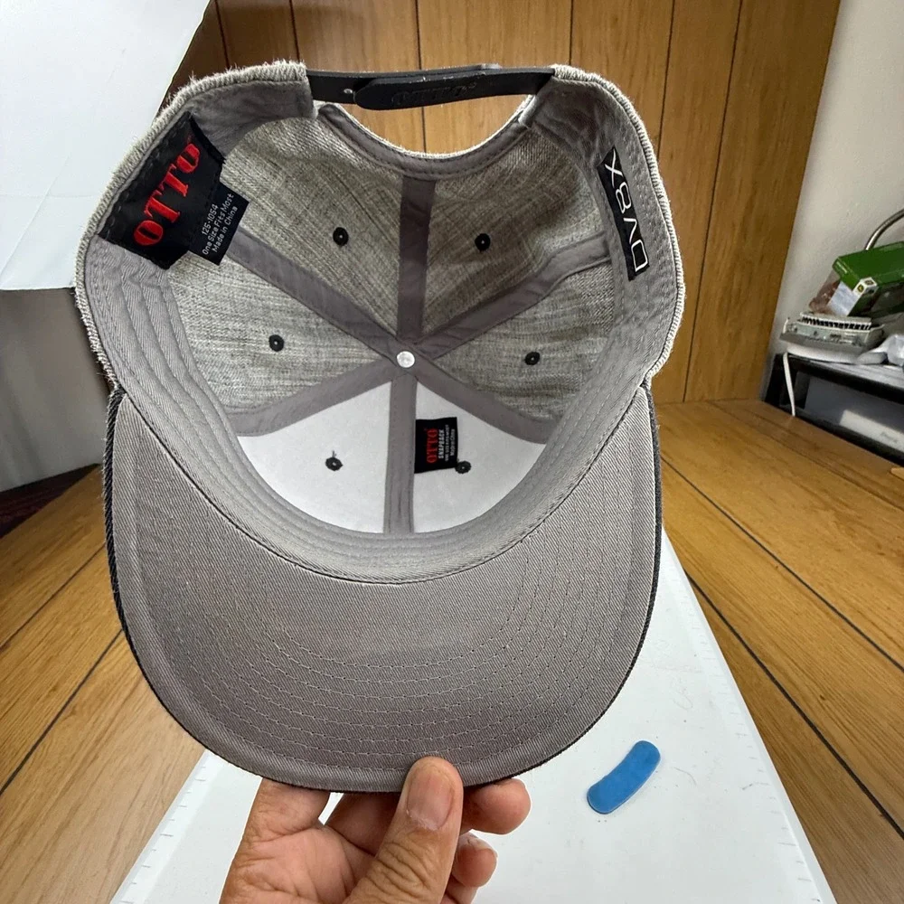 DV8X OTTO Snapback Hat Grey Heather Palm Tree Logo Flat Brim Cap 125-1054